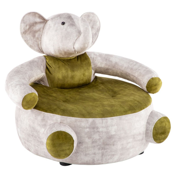 Gregory Grey Green Solid Wooden Structure Elephant Character Sofa / Armchair