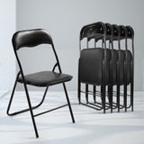 Artiss Set of 6 Portable Vinyl Folding Chair Padded Seat Steel Frame Black 6 Pack