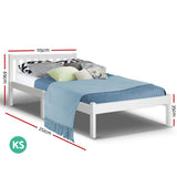 King Single Wooden Bed Frame - White