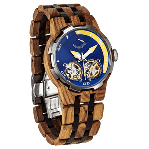 Men Dual Wheel Automatic Ambila Wood Watch