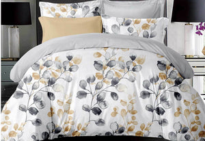 King Size Idina Leaf Pattens Quilt Cover Set (3PCS)