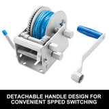 Hand Winch 2000KG/4410LBS 3 Speed Dyneema Synthetic Rope Boat Car Marine 4WD 10M