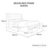 Megan Bedframe Queen Size Light Grey