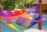 King Size Outdoor Cotton Hammock in Rainbow