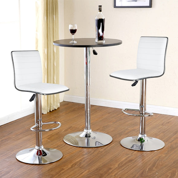 JEOBEST 2pcs/Set White/black Bar Chair PU Leather Swivel Bar Stool Height Adjustable Kitchen Counter Pub Striped Chair HWC