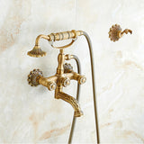 Antique Decorate Bathtub Faucet Artistic Bathroom Tub Sink Faucet Swivel Spout Handheld Shower Head Bath Shower Mixer Faucet