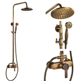 Antique Brass Shower Faucets Set 8&#039;&#039; Rainfall Round Shower Head Brass Handshower Single Handle Mixer Tap Bath Shower Faucet