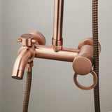 KAIMU Antique Copper Bathroom Shower Set Rainfall Shower Head Bath Mixer Set 3 Functions W/Hand Bathtub Faucet