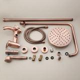 KAIMU Antique Copper Bathroom Shower Set Rainfall Shower Head Bath Mixer Set 3 Functions W/Hand Bathtub Faucet