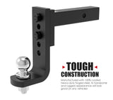 Adjustable Drop Towbar Tow Bar Ball Mount Tongue 2" Hitch Trailer Car 600LBS 4WD