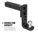 Adjustable Drop Towbar Tow Bar Ball Mount Tongue 2" Hitch Trailer Car 600LBS 4WD