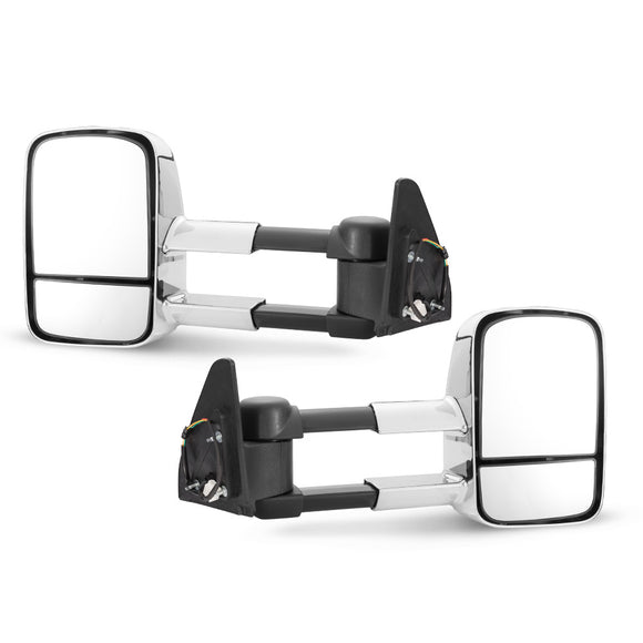 Pair Extendable Towing Mirrors Chrome Fit Toyota Prado 120 Series Wagon 03 - 09